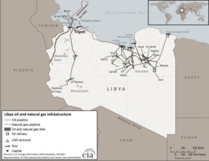 Mappa infrastrutture gas e petrolio della Libia