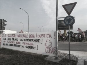 2021 giugno 18 Striscione Si Cobas Sciopero nazionale logistica a Bologna