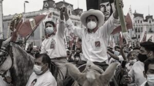 Pedro Castillo durante una manifestazione